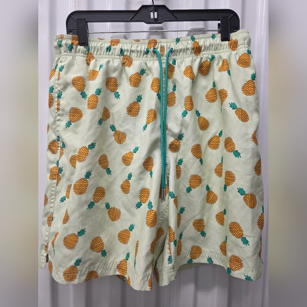 Lands' End Pineapple Print Shorts - Yellow and Green